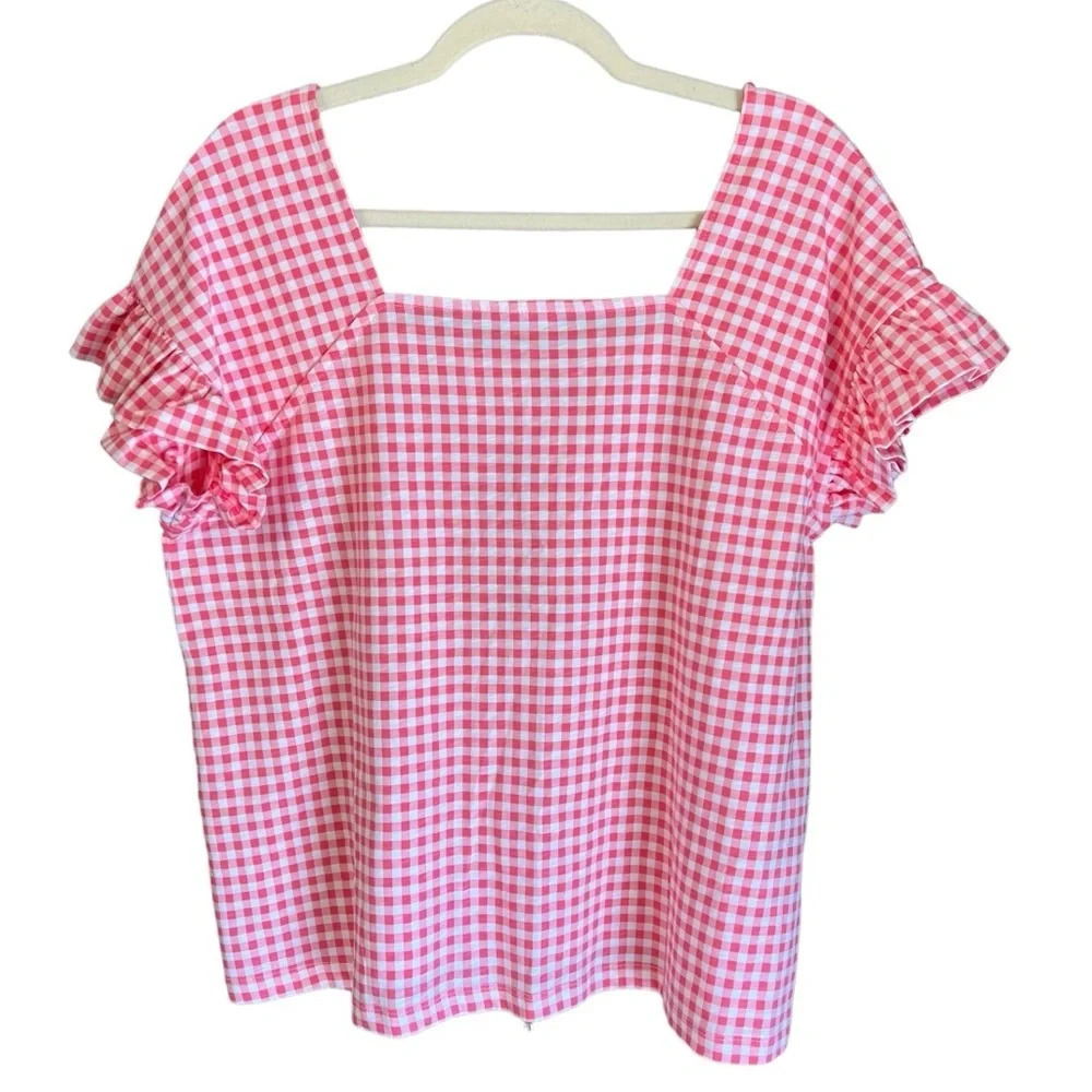 Barbour Pansy Gingham Cotton Top Pink White 12 NWT Classic Spring Preppy Coastal